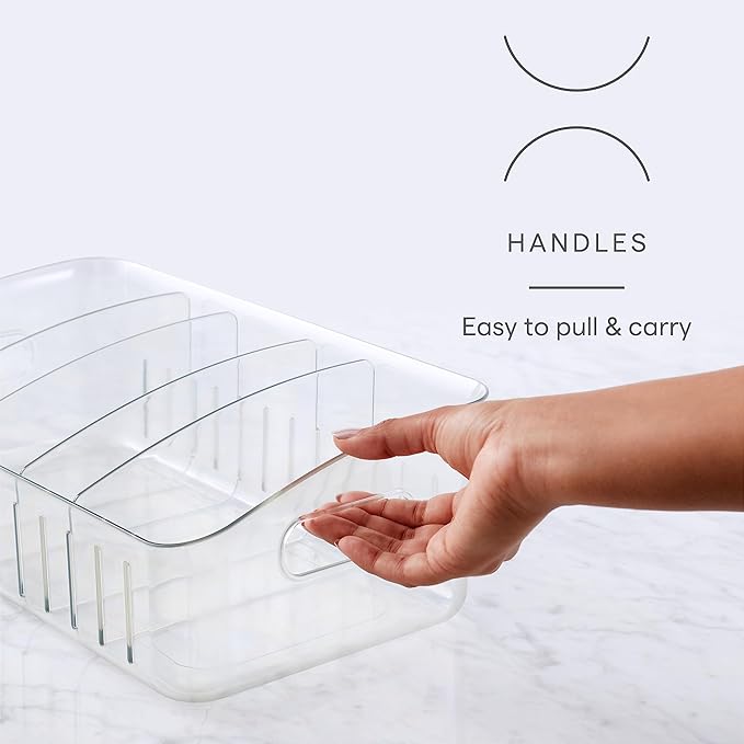 YouCopia FreezeUp Freezer Bin 15", BPA-Free Clear Fridge Organizer with Adjustable Dividers and Handles for Frozen Food and Leftovers (Pack of 6)