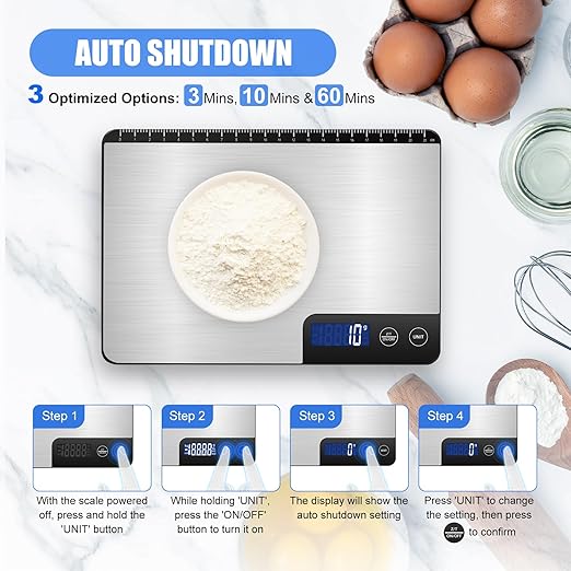 Digital Kitchen Scale, Large Capacity, Easy Tare Function, Large LCD Display, Perfect for Cooking, Baking, and Meal Prep (Silver-2)