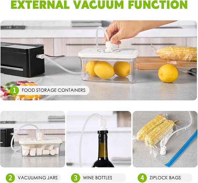 Multi Vacuum Sealer Set - 6 Sealing Modes for Meal Prep, Sous Vide, Dry & Moist Foods, Perfect for Long-Term Food Storage and Freshness Preservation (with Wine Saver & 10 Pre-Cut Bags)