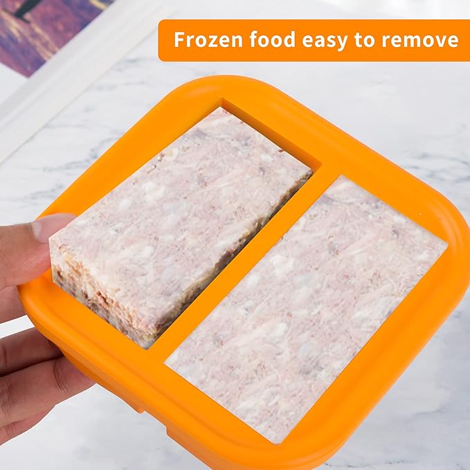 Silicone Freezing Tray with Lid - 1-Cup 4 Pack Freezer Containers,Make 2 Perfect Freezing,Storing Soups, Foods, Stews, Dips or Sauces Simple and Convenient Color Orange