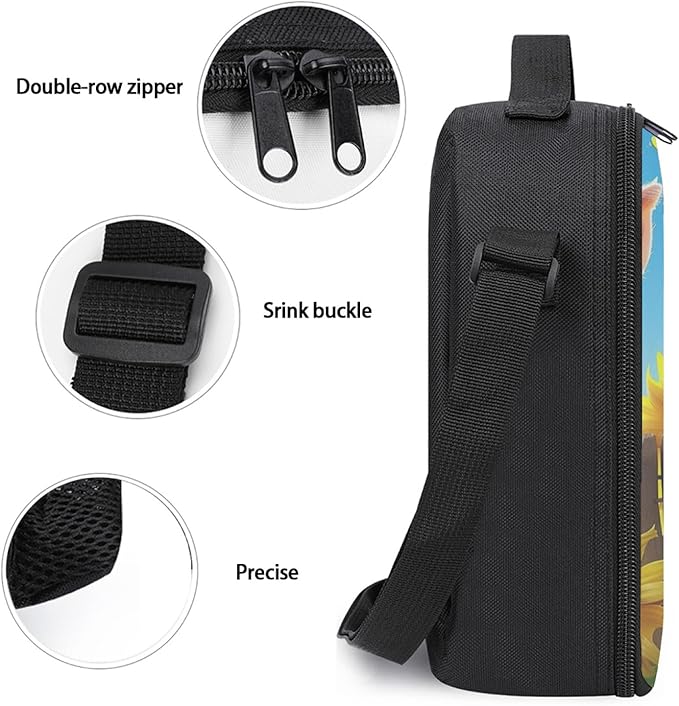 Pig Lunch Box Insulated Lunch Bag for Women Men Reusable Large Capacity Lunchbox with Shoulder Strap Small Leakproof Cooler Food Bento Tote Bag for Work Travel Picnic