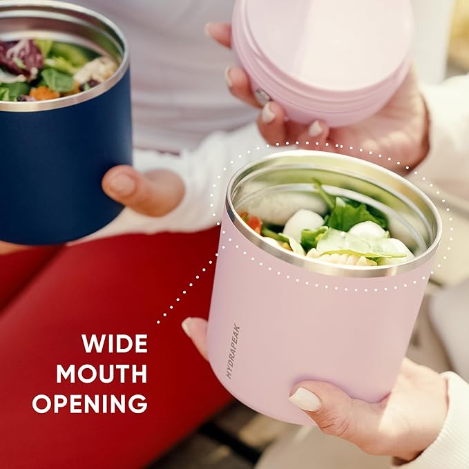 Hydrapeak 25oz Stainless Steel Vacuum Insulated Thermos Food Jar | Kids for Hot and Cold Food, Wide Mouth Leak-Proof Soup Adults, 10 Hours 16 (Iceberg)