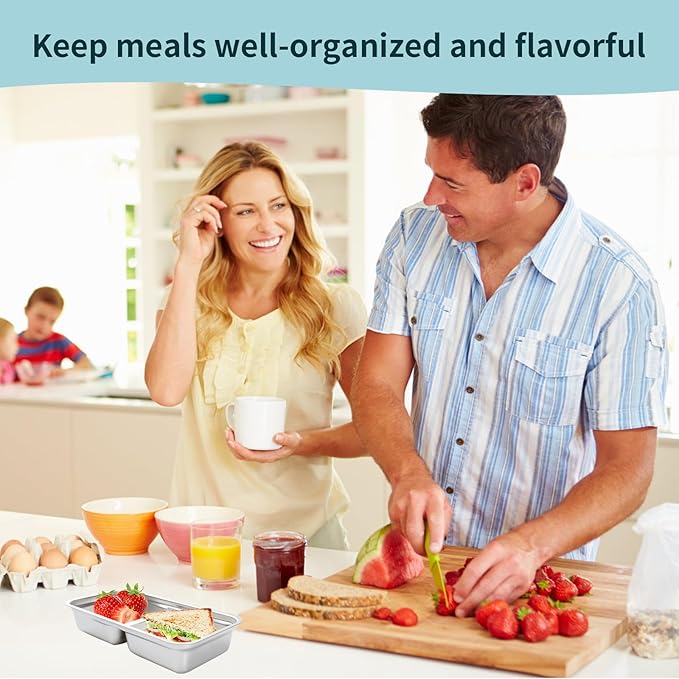 8 Pcs Stainless Steel Bento Box with Silicone Lids 30 oz Leakproof Food Storage Containers Metal Divided Lunch Box for Dishwasher for Meal Prep