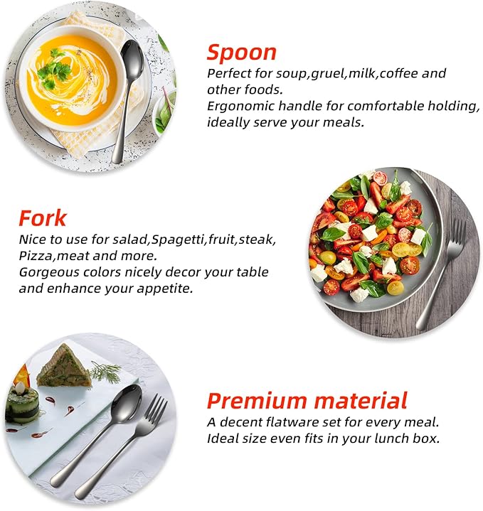 Black Forks and Spoons Silverware Set, KITWARE 24 pieces Flatware Set for 12, Stainless Steel Tableware Cutlery Set for Family, Restaurant, Hotel, Travel, Lunch Box