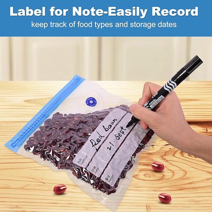 Sous Vide Bags, 20 PCS 8"X9" Reusable Vacuum Seal Bags for Food,Vacuum Zipper Sealer Bag with Hand Pump, Sous Vide Cooking,Freezer Safe,Microwave Heating and Food Storage