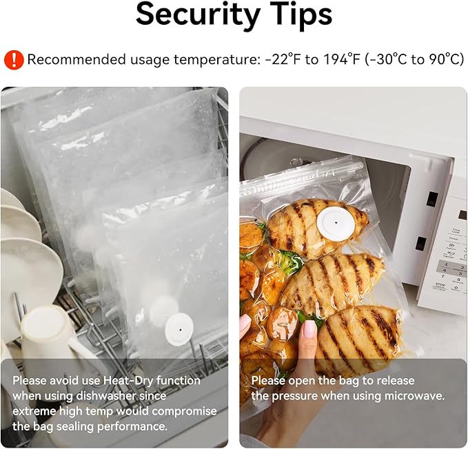 Reusable Vacuum Sealer Freezer Bags for Food Storage and Preservation, 12”x13” L size(15 Packs), Great for Leftover Save, Meal Prep, Sous Vide Cook, Outdoor BBQ. BPA Free, Dishwasher Safe Microwavable
