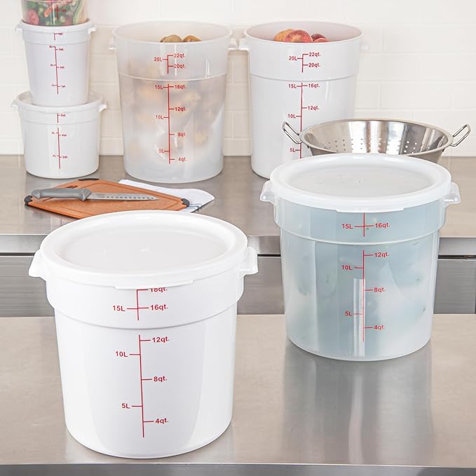 Restaurantware-LID ONLY: Met Lux Food Container Lid, 1 Round Lid For Storage Container - Containers Sold Separately, With Pull-Corner Tab, White Plastic Lid, Dishwashable, Freezable