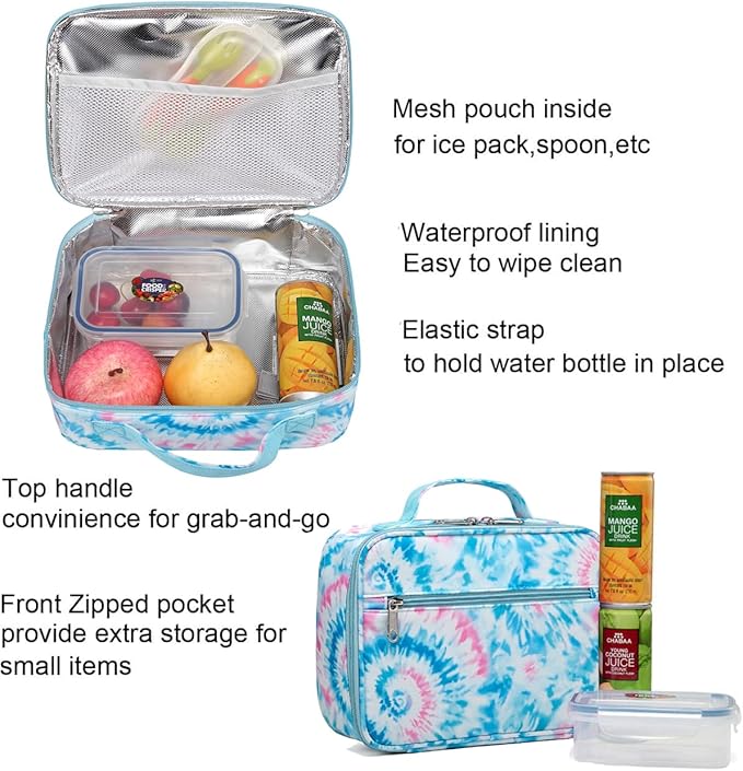 BLUEFAIRY Girls Backpack with Lunch Box for Kids Primary Elemenatry School Bag Set Middle School Bookbags Set for Teens Childs Back to School Gifts 2 Pcs Blue