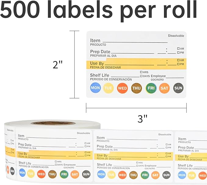L LIKED Dissolvable Food Labels 2”x 3" No Residue Food Storage Labels for Kitchen,Washable Mason Jar Labels, Bottle Labels Easy to Write -500 Labels(Matte White…