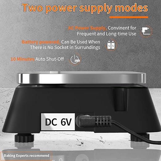 Kitchen Scales Digital Weight Grams and Ounces, YONCON KF-H8U Food Scale for Bakers, Candle and Soap Making, Baking Scale with Stainless Steel Large Platform, 22lb, 3*AA Batteries and AC Power Adapter