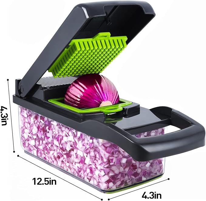 APSARAS USA Pro 15 in1 Vegetable Chopper, Onion Chopper, Food Chopper with Container, Vegetable Cutter & Spiralizer for Onion Salad, Slicer&Spiralizer(Home Essential Gadget&Kitchen) 1.5L