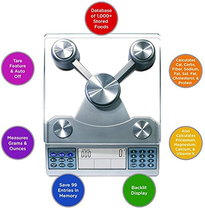 Eat Smart Digital Nutrition Food Scale with Professional Food and Nutrient Calculator