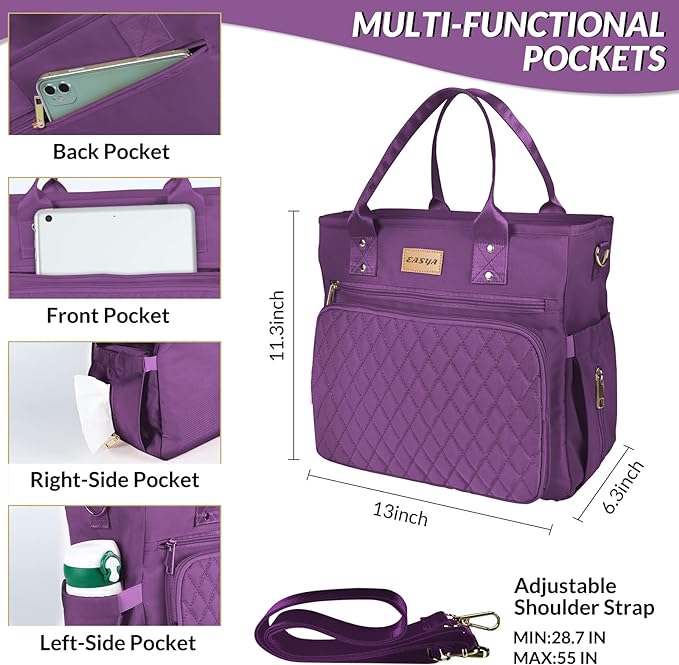 Large Women Lunch tote Bags for Work Insulated/Insulated Adult Lunch Box for Women/Nylon Thermal cooler Bag Leakproof Cooler Tote Bag with Storage Pocket (lumina purple)