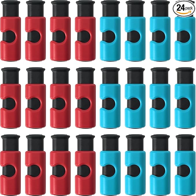 24 Pcs Bread Bag Clips Value Set Grade Food Bag Squeeze Clips Food Fruit Bread Bag Cinch Non-Slip Grip Sealer Rubber Pads or Lid on Bottom, Easy To Squeeze Lock Release, 12 Blue & 12 Red Clips