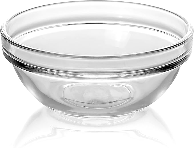 Red Co. 6-Pack 0.2 Quart Fully Tempered Clear Glass Mixing and Prepping Bowl with Safety Rim, Mini