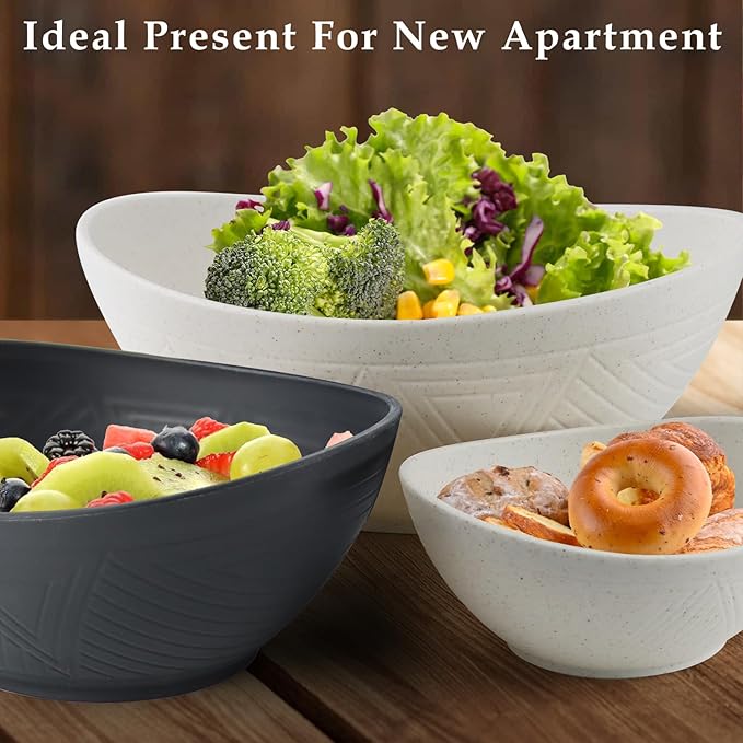 Salad Bowls Set of 6 with 3 Size,Unbreakable Wheat Straw Bowls for Kitchen,Fridge,Dishwasher and Microwave Safe Bowl for Salad,Cereal,Snack,Dessert. Classic Series