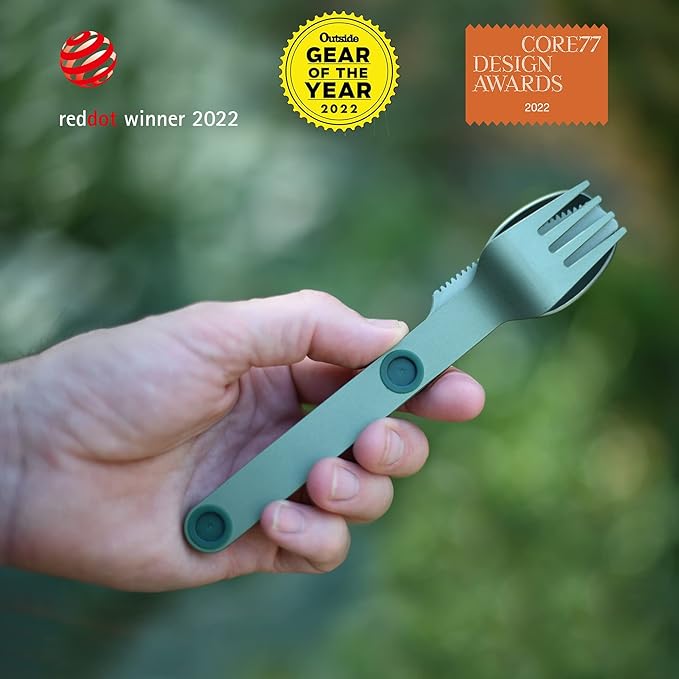 FULL WINDSOR - MAGWARE Magnetic Camping Cutlery Set - Travel Utensils for Camping, Cooking, and Outdoor Dining - Knife, Fork & Spoon- Portable Silverware with Pouch - Fathers Day Gifts - Green (3 PCS)