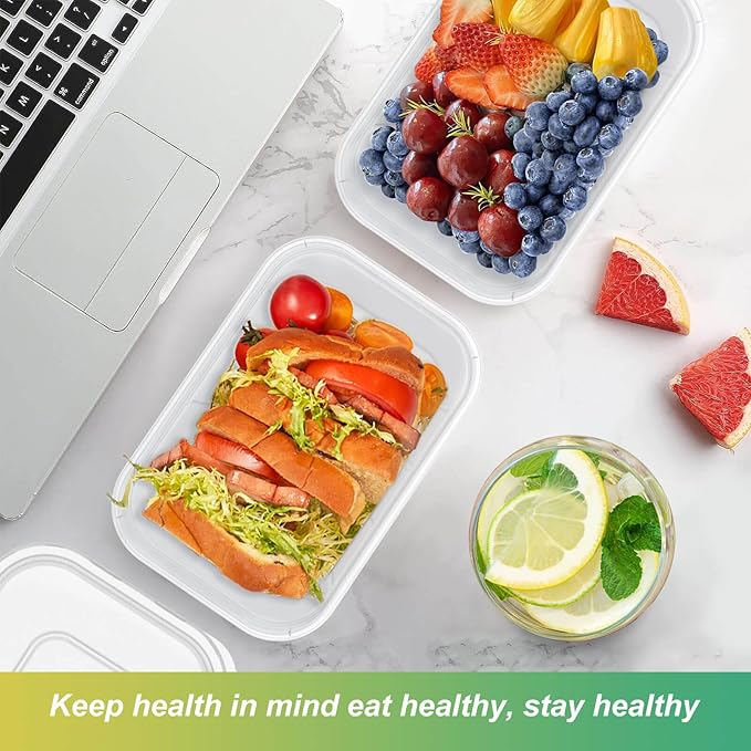 50 Pack 17oz Deli Containers with Lids Freezer Food Storage Containers Lunch Salad Container Plastic Container with Lids Meal Prep Container Reusable Sets BPA Free Bento Box Dishwasher