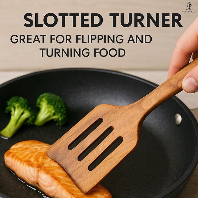 9-Piece Wooden Cooking Utensil Set – Premium Wood Kitchenware for Nonstick Cookware, Heat-Resistant & Durable Wooden Spoons and Spatulas – Eco-Friendly Kitchen Tools for Stirring & Serving