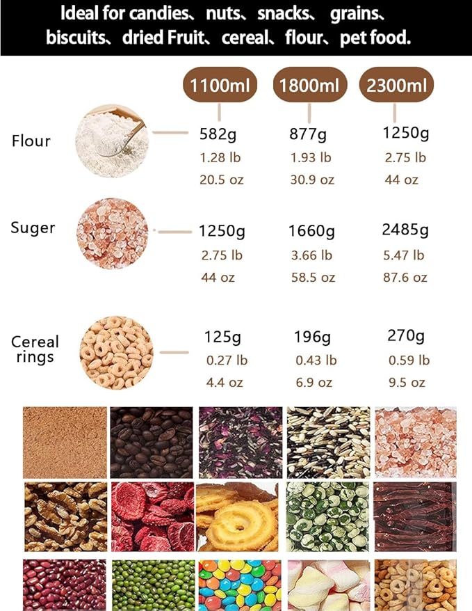 Cereal Containers Storage Airtight Food Storage Container Plastic Kitchen Organizer with Pour Spout Measuring Cup for Dry Food, Flour, Sugar, Nuts, Rice dispenser,2 Pack-1.8L