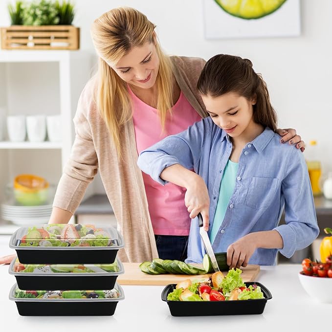 38oz Meal Prep Containers Reusable - 50 Pack Food Storage Containers with Lids - Plastic To Go Food Containers, Disposable To Go Container with Lids BPA Free, Microwave/Dishwasher/Freezer Safe