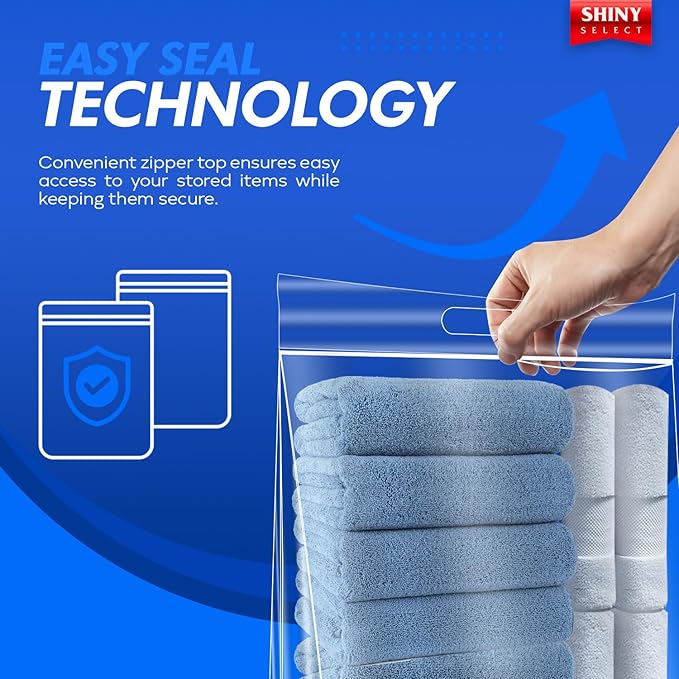8 Gallon Jumbo Storage Bag with Handle & Resealable Zipper Top, 22x22, 10 Bags – Clear Big Plastic, Extra Large XL, 4 Mil Heavy Duty for Toiletries, Clothes, Beach Essentials, Shoes, Toys