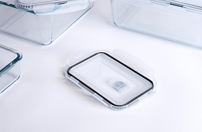 Extra Large Glass Food Storage Containers with Lids, Set-8-Piece Lunch Containers, Ideal for Storing Food, Vegetables, Fruits, Baking Cake & lot of other Tasty Food (Rectangular)