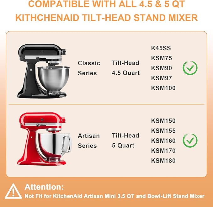 5 QT Food-Grade 304 Stainless Steel Mixer Bowl Fit for KitchenAid Tilt-Head Stand Mixers, 4.5-5 Quart Replacement Mixing Bowl with Handle for Kitchen Aid Artisan&Classic Series, Polished & Rust-Proof