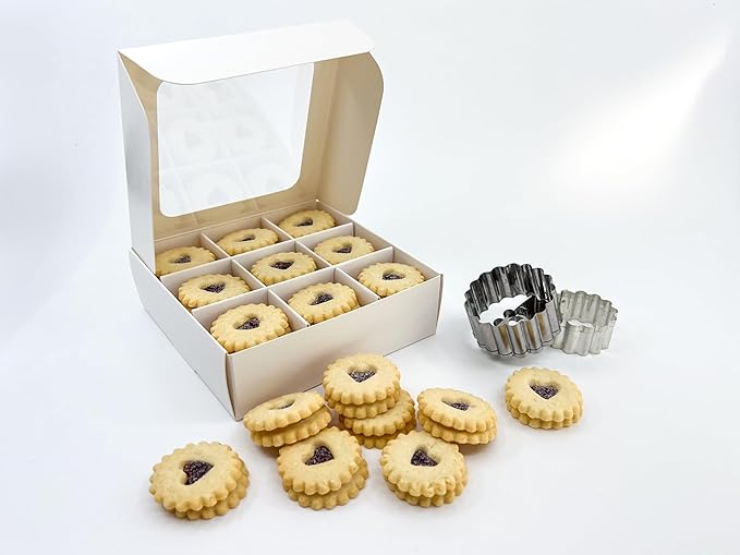 Treat boxes with window and dividers | 9 X-SMALL compartments | 5 x 5 x 1.57 in | Empty candy boxes for gift giving, truffle box - perfect for Valentine's Day | 10-pack (White)