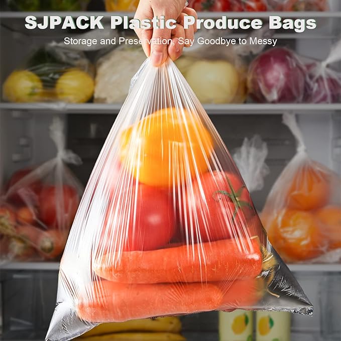 12 X 20 Inches Plastic Produce Bag on a Roll, Clear Bags for Fruits, Vegetable,350 Bags/Roll