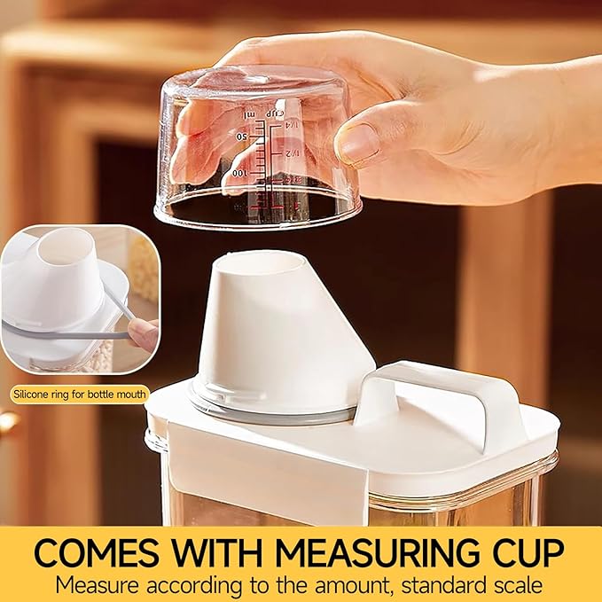 Storage Cereal Organizers Containers Sets , Food Grade BPA free PET Material Reusable,Airtight food storage containers with lids, kitchen organizers and storage Total(2 pcs 2300ml 2 pcs 1100ml)