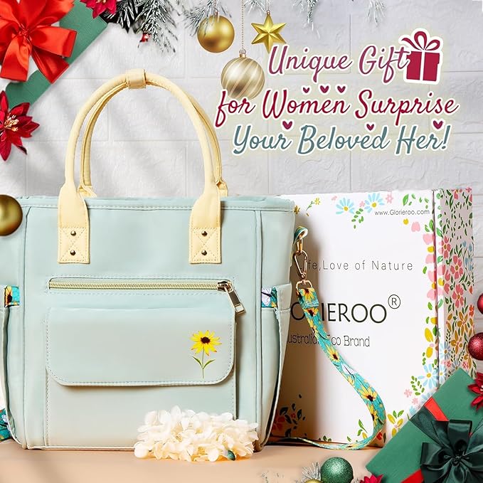 Deluxe Large Insulated Lunch Bag Box Women - Leakproof Waterproof Cooler with Multi Pockets Removable Strap for Work Picnic - Teacher Mothers Day Christmas Birthday Gifts
