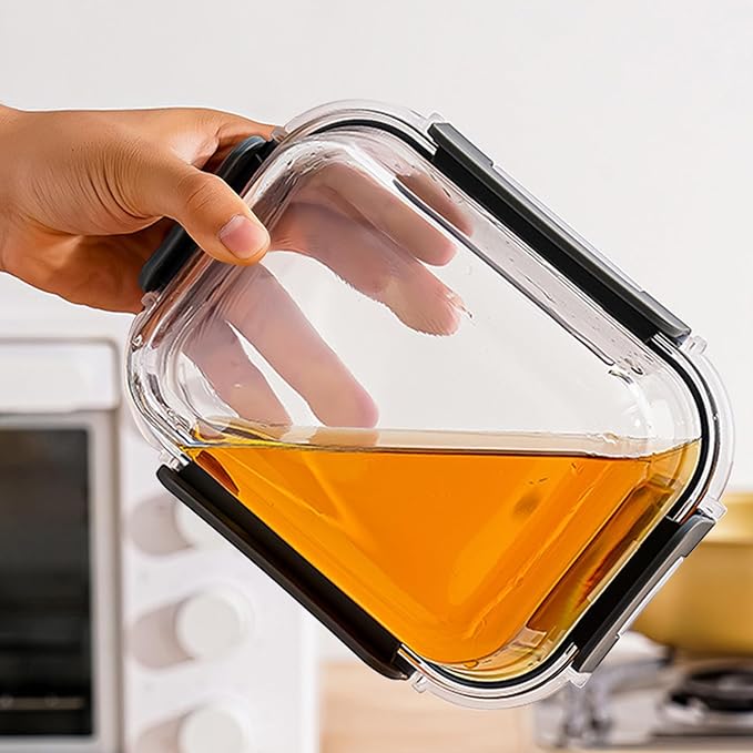 2Pcs 63oz Large Glass Food Storage Containers 8 Cups Family Size Set Baking Containers with Locking Lids Microwave/Oven Freezer Dishwasher Safe, Black