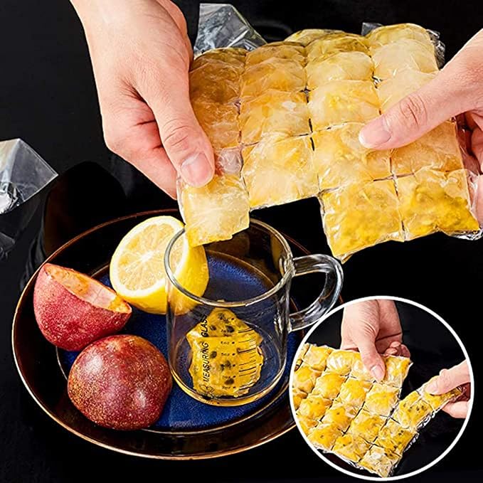 Disposable Ice Cube Bags,Stackable Easy Release Ice Cube Mold Trays, Self-Seal Freezing Maker,Cold Ice Pack Cooler Bag for Cocktail Food Wine,2400 Ice Cubes, 100 Bags