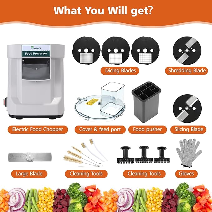 5 in 1 Electric Vegetable Chopper, Multifunctional Chopper Vegetable Cutter Slicer Dicer Machine Automatic Cutter for Onion Shredder Potato Slicer, Veggie Processor Commercial Home Use