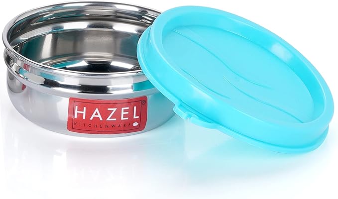 HAZEL Stainless Steel Airtight Containers for Storage | Small Storage Containers for Kitchen & Tiffin Boxes with Leak Proof Lid, 90 ML