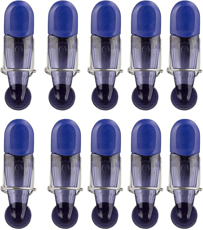 COOK WITH COLOR Bag Clip with Magnet- Chip Bag Clip, Sealing Food Clips, Plastic Clips for Food and Kitchen Storage, Chip Clip and Snack Bag Clips, 10 Pack Slim, Blue