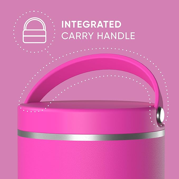 Hydrapeak 32oz Stainless Steel Vacuum Insulated Thermos Food Jar | Thermos for Hot Food and Cold Food, Wide Mouth Leak-Proof Soup Thermos for Adults, 10 Hours Hot and 16 Hours Cold (Fuchsia)