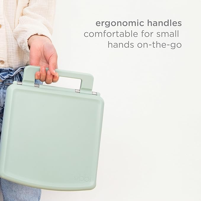 Ubbi Bento Lunch Box for Kids with 4 Compartments, BPA-Free, Leakproof, Dishwasher Safe, Food-Safe Material, Portion-Controlled Lunch Container, Kids Summer Camp, Sage Green (Pack of 2)