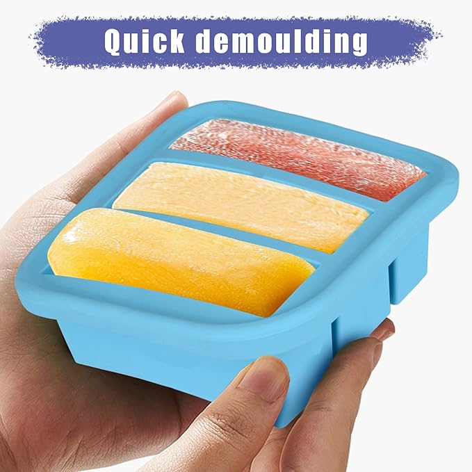 1/2-Cup Silicone Freezer Tray with Lid 2 Pack Soup Freezer Molds Food Freezing Container Make 6 Perfect Soups, Broths, Stews, Sauces, Curries