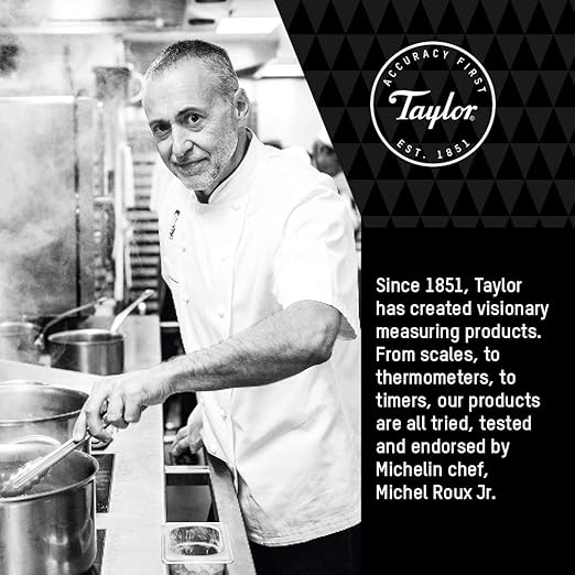 Taylor Pro Digital Kitchen Food Scales with Ultra Thin Design, Compact Professional Standard Tare Feature with Precision Accuracy, Pewter Glass, Weighs 5 kg Capacity