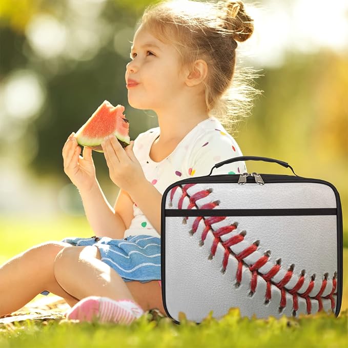 Baseball Print Insulated Lunch Box for Boys Girls Adult Sport Reusable Back to School Insulated Lunch Bag, Leakproof Meal Prep Tote Kit Cooler Bag Lunch Tote Bag for Work Beach Outdoor