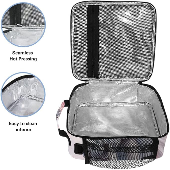 White Horse Lunch Box for Kids Boys Girls, Cherry Floral Cooler Insulated Lunch Tote Bag with Adjustable Strap for School Daycare