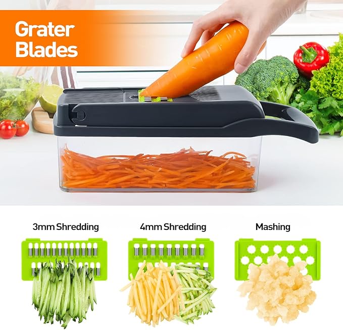 APSARAS USA Pro 15 in1 Vegetable Chopper, Onion Chopper, Food Chopper with Container, Vegetable Cutter & Spiralizer for Onion Salad, Slicer&Spiralizer(Home Essential Gadget&Kitchen) 1.5L
