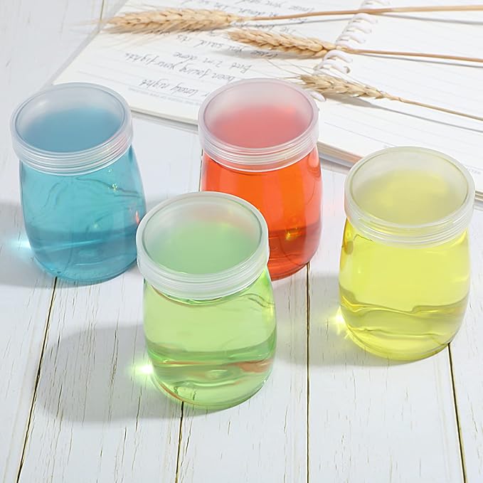 Sabary 60 Packs 5 oz Plastic Wide Mouth Mason Jar with Lids Mini Reusable Storage Containers Bulk for Spice Jam Honey Jelly Dessert Shower Wedding Favors DIY Decor(Clear)