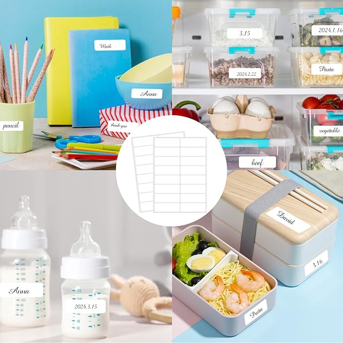 STARLIBOO Removable Blank Sticker Labels, Rectangular 1 x 2"" Freezer Labels for Organizing, Tear-Resistant No Residue, Removable Labels for Food Containers (240Pcs), White