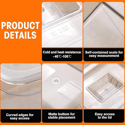 Sieral 10 Pcs 1/6 Size Food Containers with Lids - Clear Stackable Meal Prep Bins for Fridge Organization,Kitchen Storage,Bento,Baby Food,Microwave Safe (4 Inch,1.5 Quart)