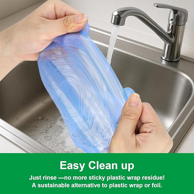 Silicone Stretch Lids – 6 Pack Reusable Food Covers,Flexible Silicone for Bowls, Containers, Fruits – Airtight & Leakproof Seal for Kitchen Storage(blue)