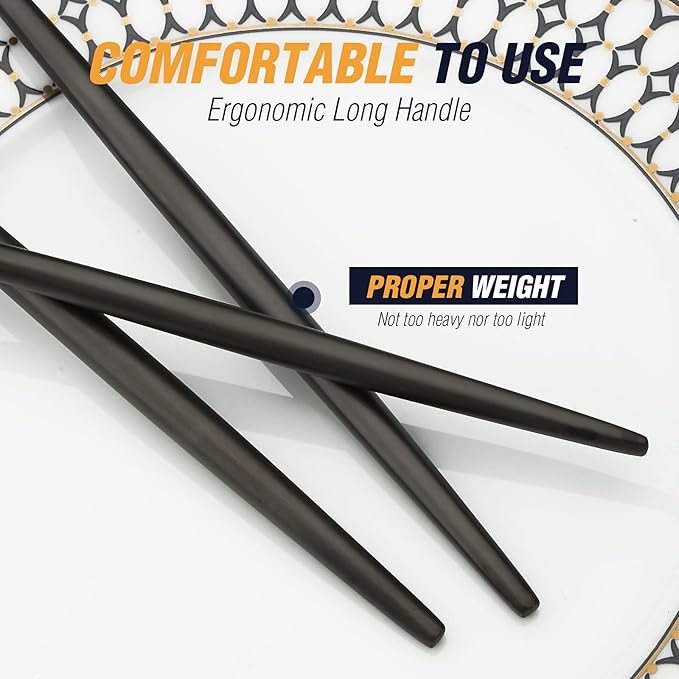 Black Silverware Set, 20 Piece Stainless Steel Flatware Set Service for 4, Matte Black Cutlery Set, Include Knives/Forks/Spoons, Dishwasher Safe