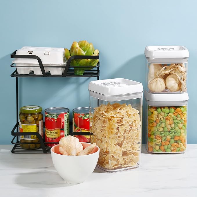 Felli Flip Tite Food Storage Container with Lid 5" LARGE Airtight Easy Open Ring Top, Acrylic Canister Jar for Sugar Flour Baking Powder Protein Rice Pasta Kitchen Organizer Gift Set (10pk, Variety)
